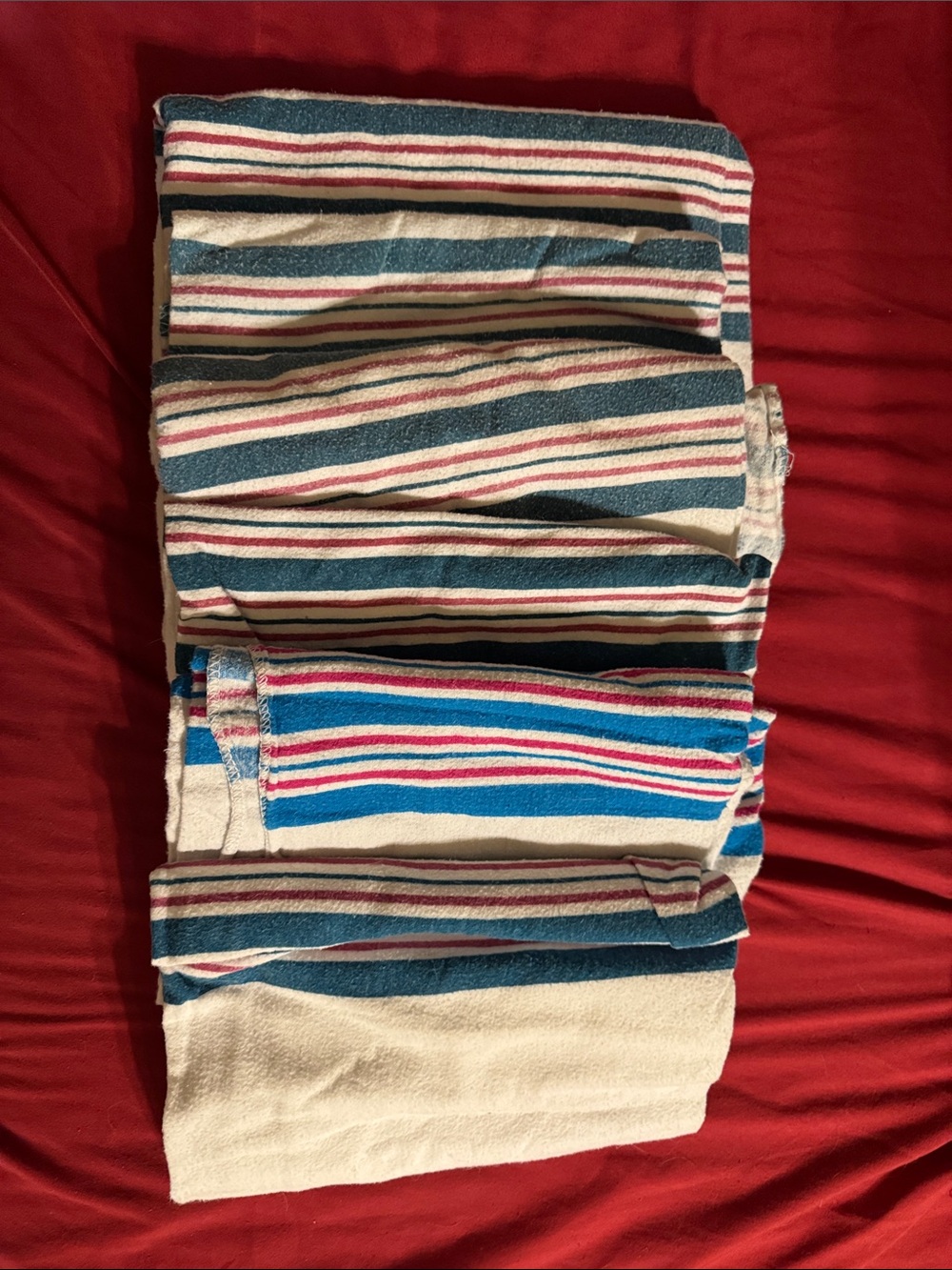 Striped hospital swaddle blankets - Blue, Red, Cream